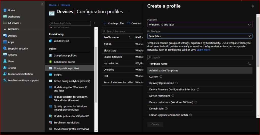 Create configuration profile